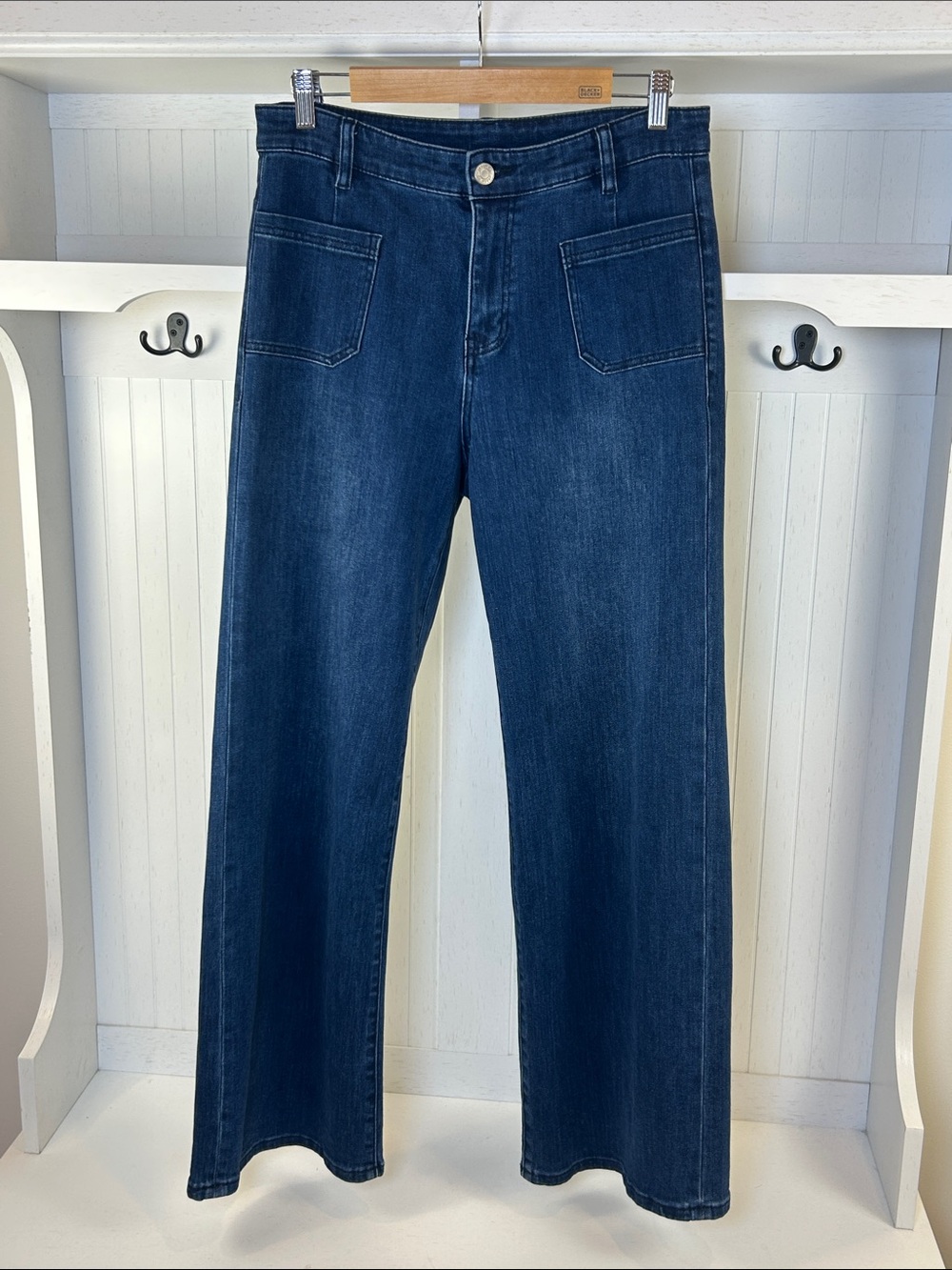 Jason Wu Wide Leg Patch Pocket Jeans Size 10 Dark Wash